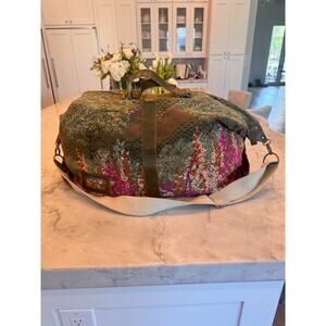 Parcel London Large Canvas Travel Bag Colorful Gardencore Print Adjustable Strap